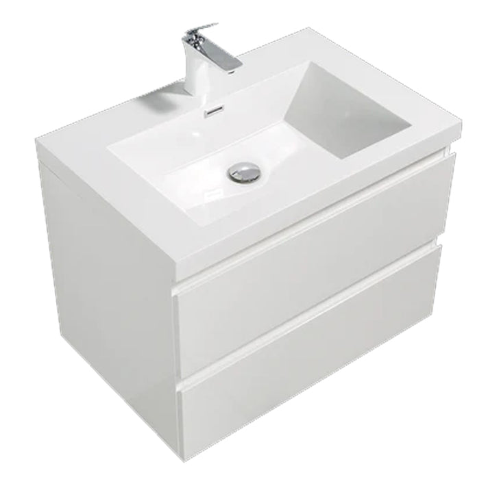 ANGELA White/White Floating Wall-Mounted Vanity (Single or Double Sink)