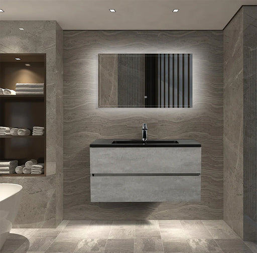 EDI Floating Wall-Mounted Vanity - with Matt Black Quartz Basin