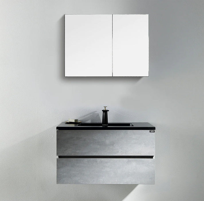 EDI Floating Wall-Mounted Vanity - with Matt Black Quartz Basin
