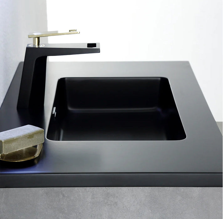 EDI Floating Wall-Mounted Vanity - with Matt Black Quartz Basin