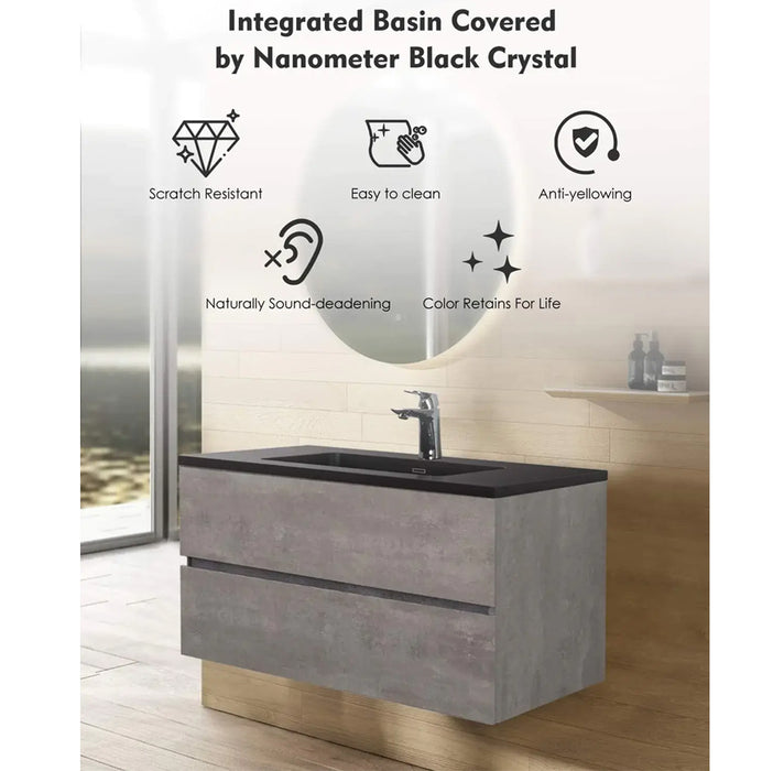 EDI Floating Wall-Mounted Vanity - with White Glossy Basin