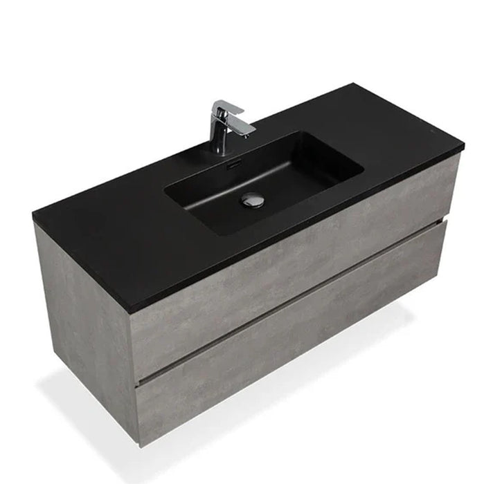 EDI Floating Wall-Mounted Vanity - with Matt Black Quartz Basin