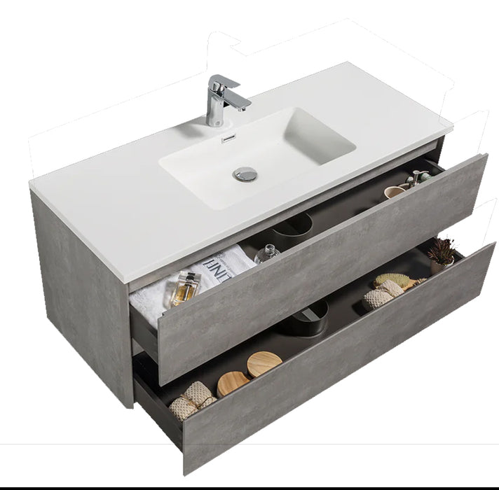 EDI Floating Wall-Mounted Vanity - with White Glossy Basin