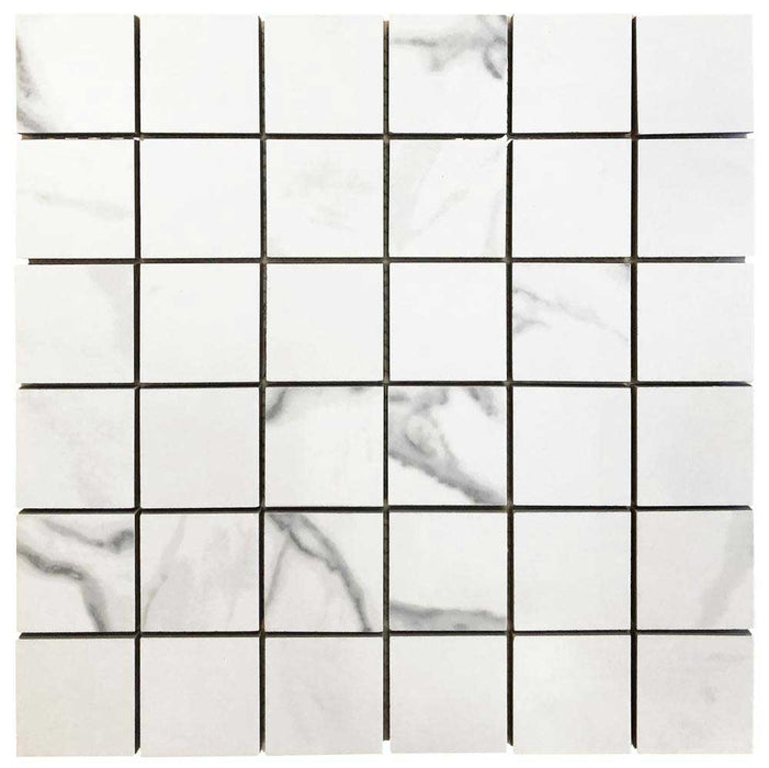 Calacatta Porcelain Mosaic Square 2" x 2"- sold by piece