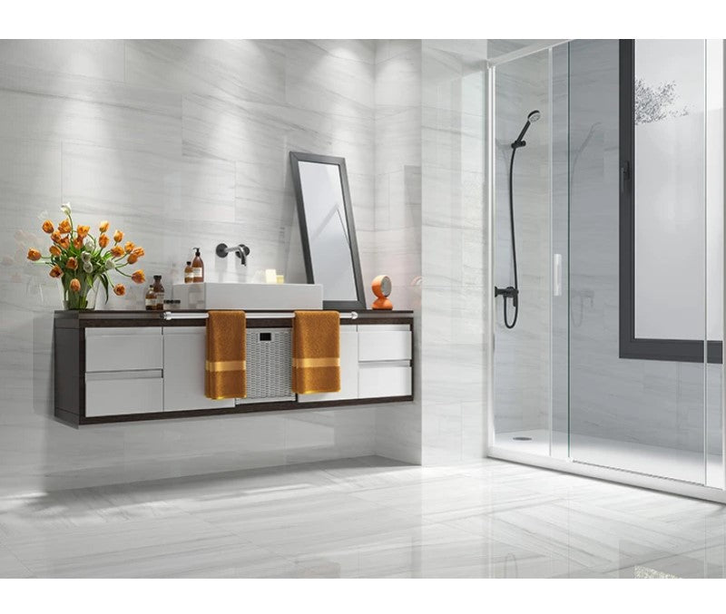 DOL012 Dolomite Pearl Marble-Look Polished Porcelain Tile 24 x 48