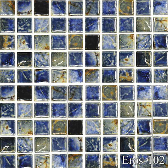 EROS-104 Summer Fujiwa Porcelain Pool Tile 1" x 1" Made In JAPAN