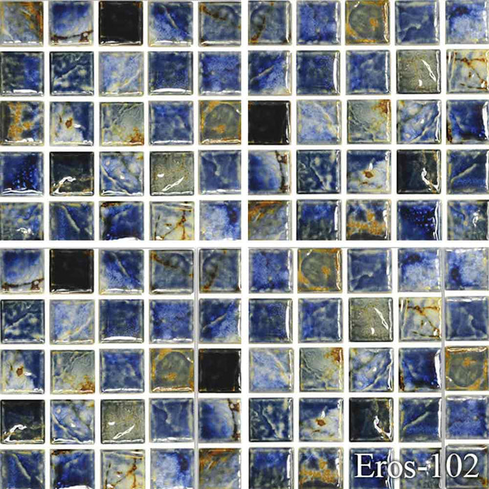 EROS-104 Summer Fujiwa Porcelain Pool Tile 1" x 1" Made In JAPAN