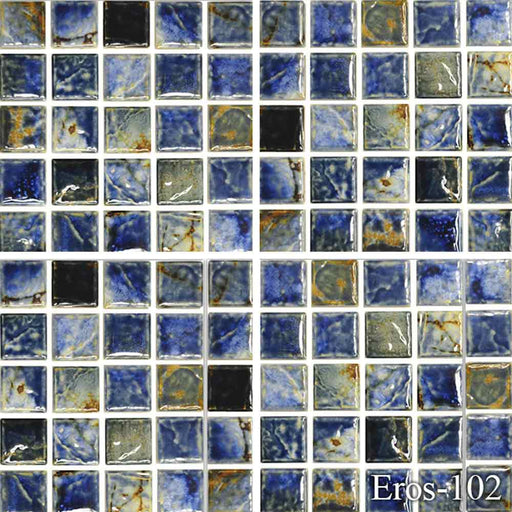 EROS-102 Autumn Fujiwa Porcelain Pool Tile 1" x 1" Made In JAPAN