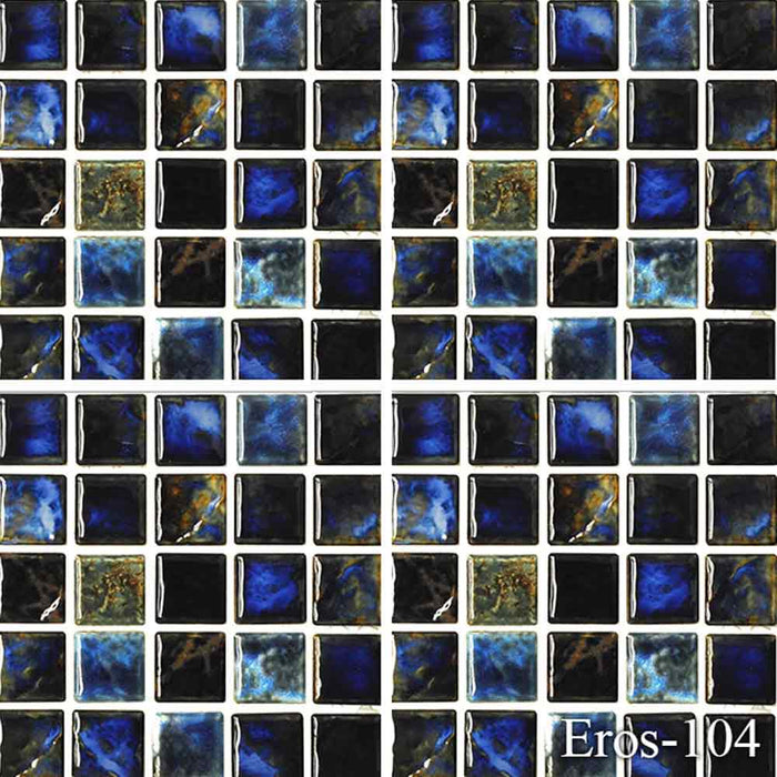 EROS-102 Autumn Fujiwa Porcelain Pool Tile 1" x 1" Made In JAPAN