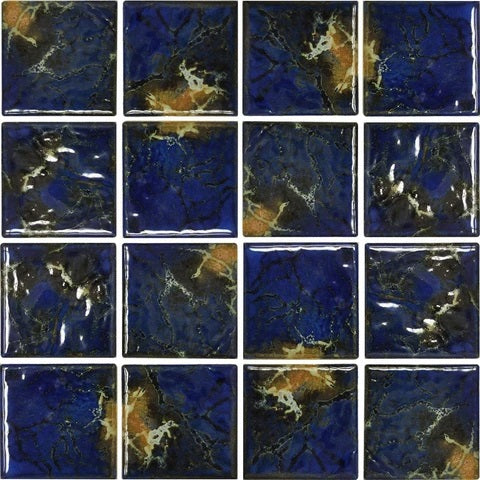 EROS-303 MISTY BLUE Fujiwa Porcelain Pool Tile 3" x 3" Made In JAPAN