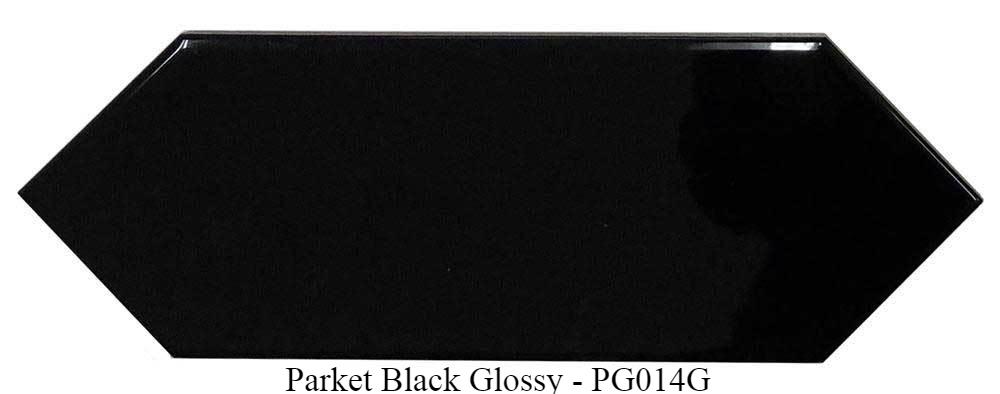 Parker Black Glazed Ceramic Tiles 4" x 12" Glossy by Ottimo