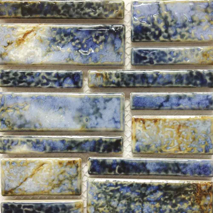 Pilos-402 Autumn Blue Fujiwa Porcelain Pool Tile Random Made In JAPAN