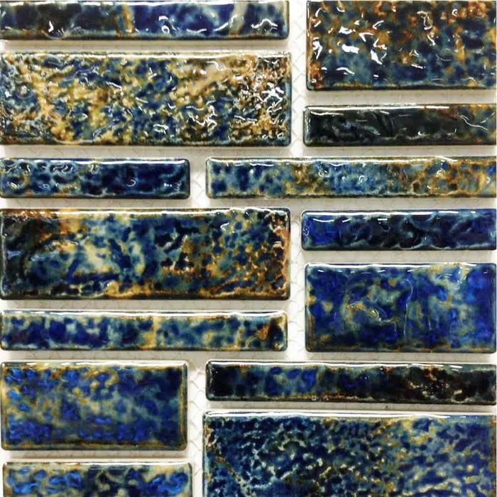 Pilos-402 Autumn Blue Fujiwa Porcelain Pool Tile Random Made In JAPAN