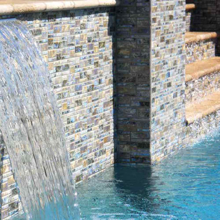 Pilos-402 Autumn Blue Fujiwa Porcelain Pool Tile Random Made In JAPAN