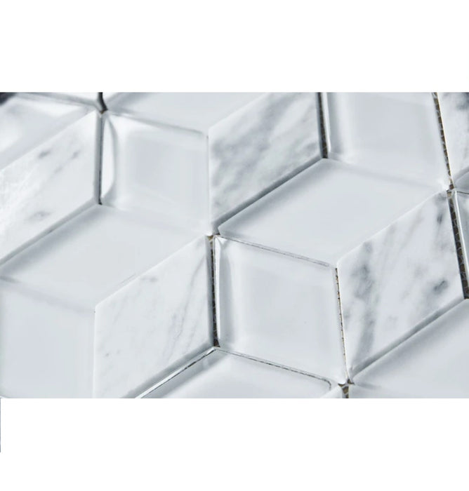 ROYAL091 Glass and Marble Mosaic 10 3/4" x 12"- sold by piece