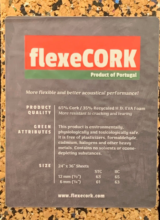 FlexeCork 6 mm (1/4") thick Underlayment made in Portugal