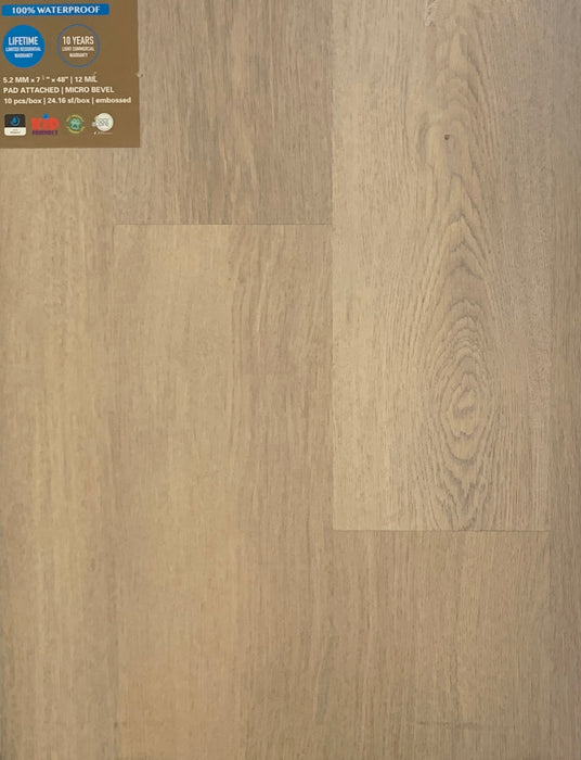 Essentials Eucalyptus 5.2 mm 100% Waterproof Pad Attached 12 MIL SPC Vinyl Flooring