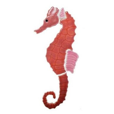 Fujiwa Seahorse RED MEDIUM 5" x 10" Watermark Mosaic Pool Tile