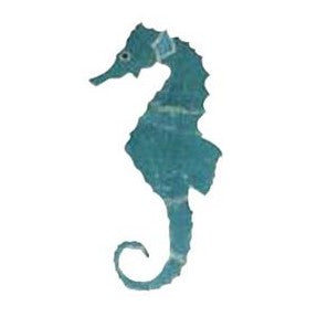 Fujiwa Seahorse TEAL LARGE 10" x 20" Watermark Mosaic Pool Tile